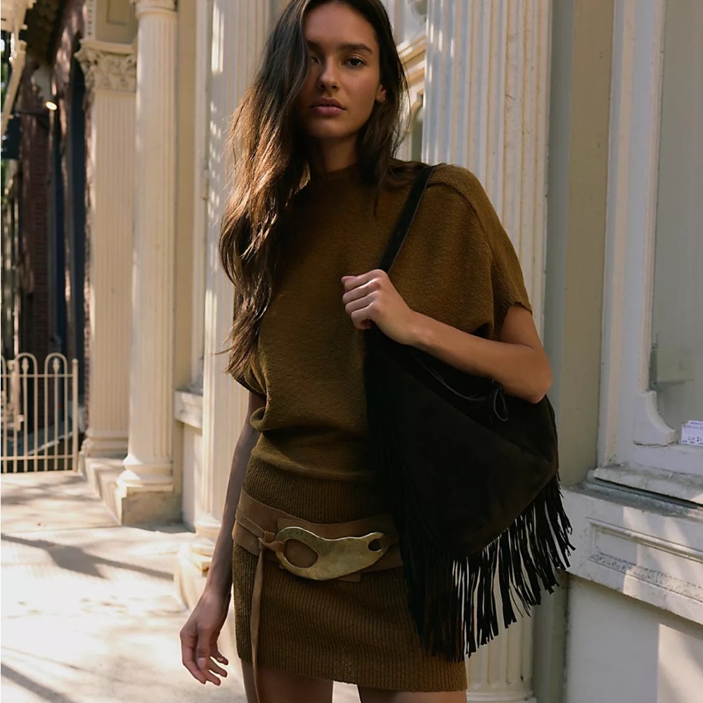 Free People Amara Mini Sweater Dress in Tobacco size M NWT so sexy!